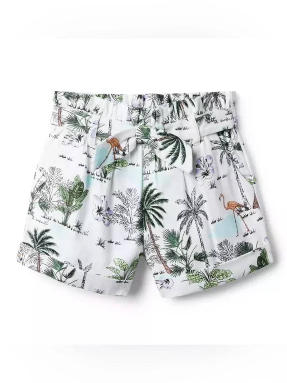 Janie and Jack Girls Tropical Flamingo Paperbag Waist Short Size 10 New